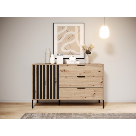 Komoda z lamelami 138 cm TOMY dąb artisan
